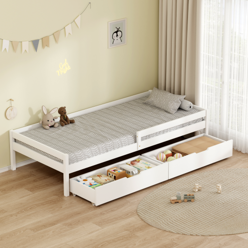 Posteľ s úložným priestorom, 90x200, biela, MIX NEW